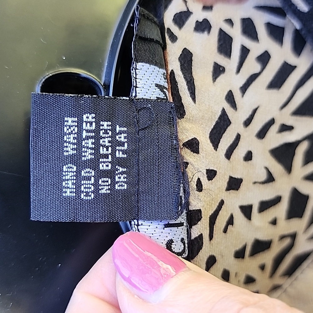 Citron Ladies Large Silk Spandex Sheer Mandarin Collar Black Butterfly Blouse - Picture 5 of 9